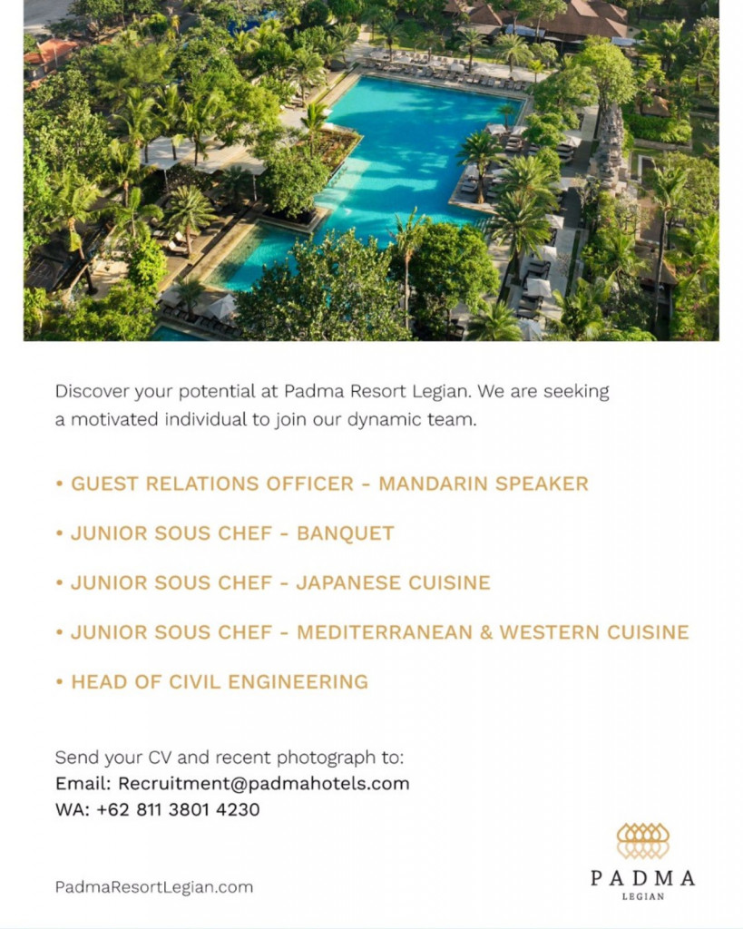 info loker dari PADMA HOTEL LEGIAN untuk kualifikasi dan persyaratan yuk cek postingan di atas Sobat Perinaker.